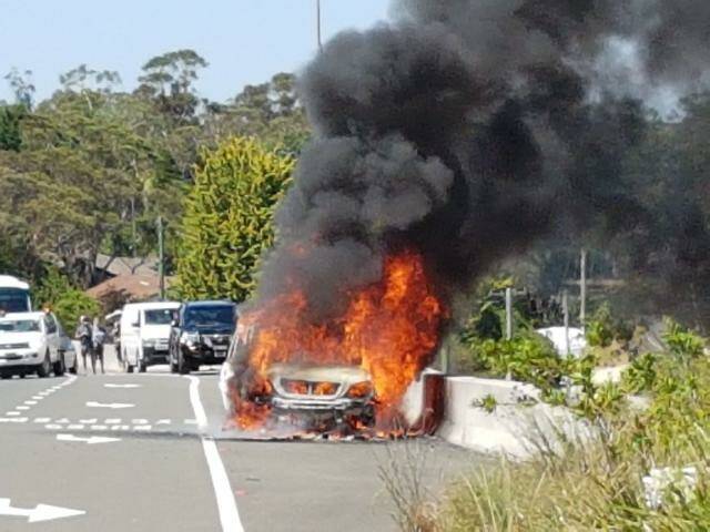 Photos of a car fire on the Great Western Highway on January 30. 