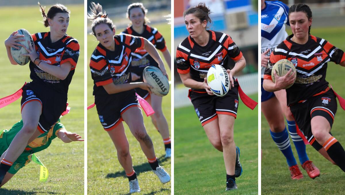 Lily Bannan, Dayna Stockton, Roxanne Van Veen and Maya Ross in action this season for the Lithgow Workies Wolves. Pictures: Eric Mahony