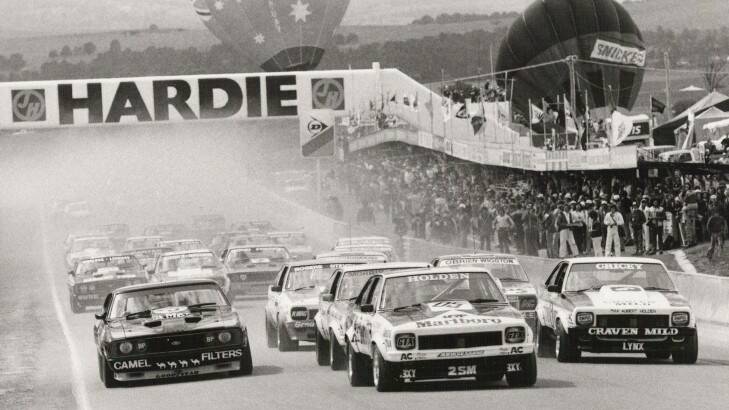 Cars leaving the start line at the 1969 Hardie-Ferodo 500 at Bathurst on October 5. Picture: Supplied