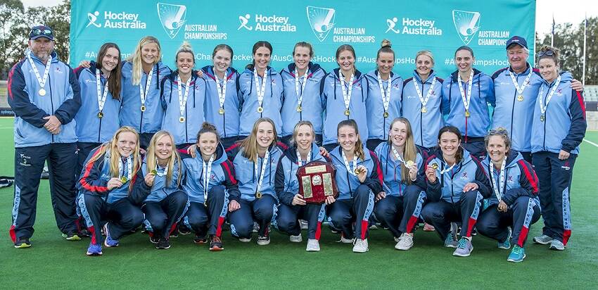WINNERS: NSW's state team with the Australian Under 21 Championships trophy. Picture: CLICK INFOCUS. 