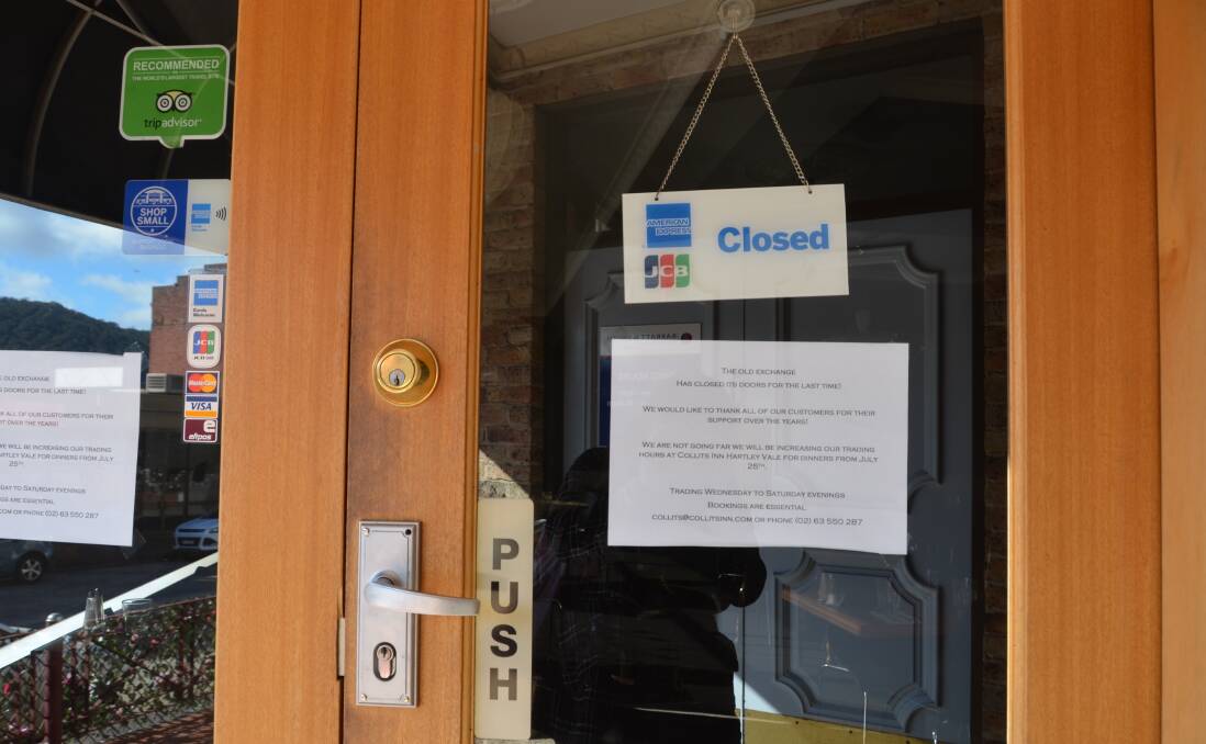 CLOSING DOORS: The Old Exchange restaurant on Main Street has closed, with its operators moving the restaurant to Collits Inn in Hartley Vale. Picture: PHOEBE MOLONEY. 