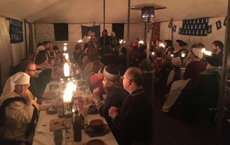FEAST: The medieval feast held on Saturday night at Maranatha Camp. Picture: STUART EPSEY. 