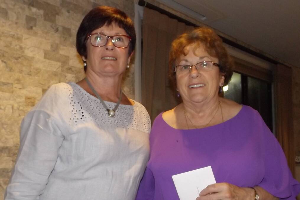 CLUB BIRTHDAY: Club president Rhonda McAndrew with Wendy Dixon who receiver her badge for 25 years of service. Picture: SUPPLIED. 