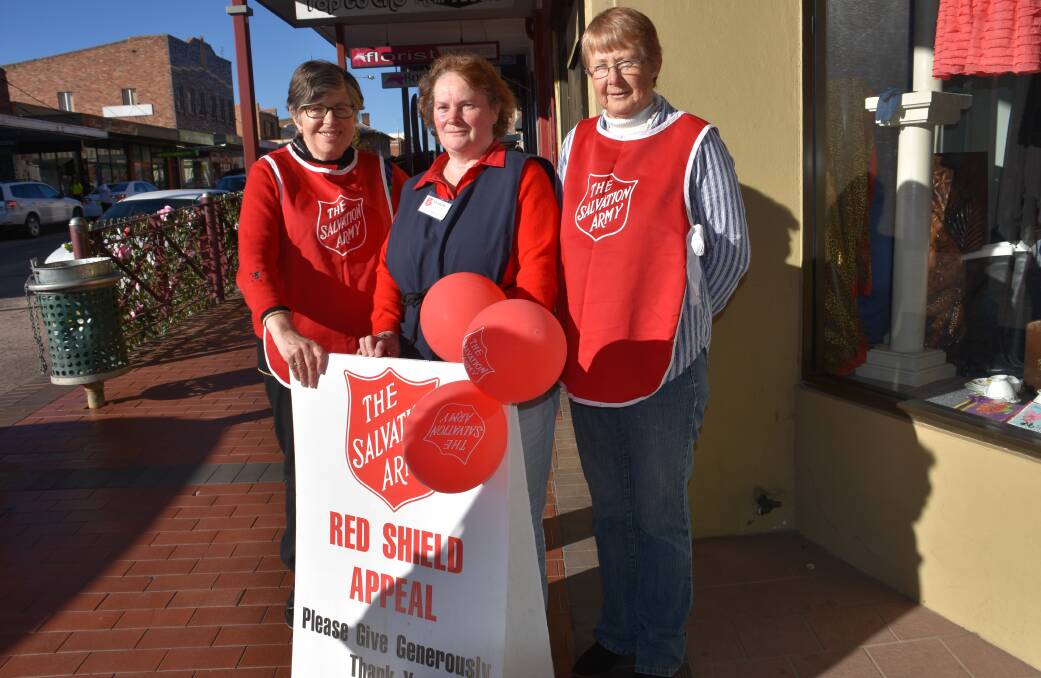 GIVE GENEROUSLY: Lithgow Salvation Army's Teresa, Elizabeth and Therese will be collecting donations. Picture: PHOEBE MOLONEY. 