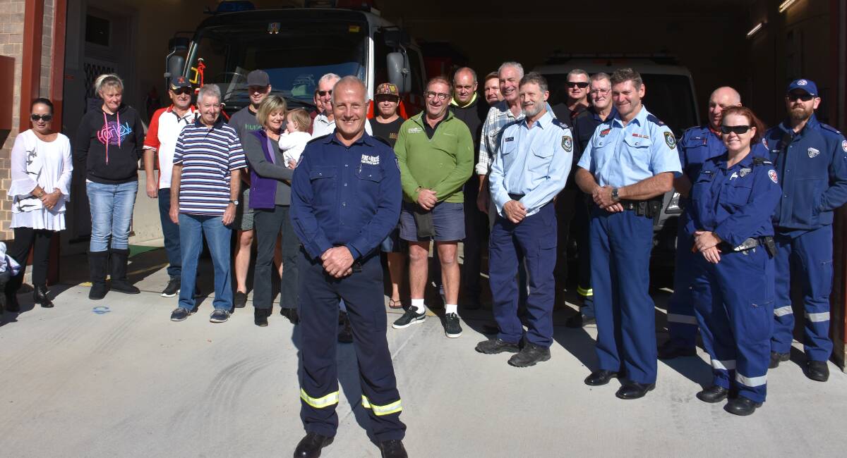 LAST DAY: Station officer Noel Ford with representatives from Lithgow's emergency services and community members. Picture: CIARA BASTOW. 