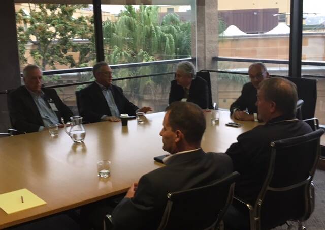 MR FOLEY'S OFFICE: Lithgow Council representatives met with the leader of the opposition Luke Foley at a meeting in Sydney on Friday morning. Picture: SUPPLIED. 