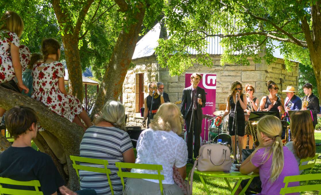 SET THE SCENE: Lauren Hagley singing with the Mitchell Conservatorium's Motown ensemble, performing last year at Eskbank House. Picture: SUPPLIED. 
