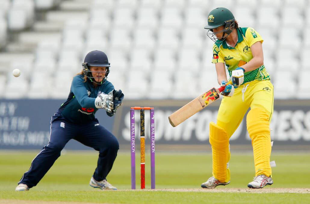 HISTORY MAKING: Lithgow's Roxsanne Van-Veen batting for the Women Aboriginal XI squad on tour in England over the past week to commemorate a tour that took place 150 years ago. Picture: SUPPLIED. 