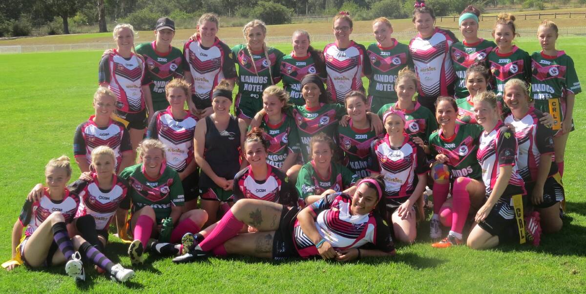 MEETING KANDOS: Some of the Lithgow Bears and Kandos Waratahs after the trial match in Kandos on Saturday. Picture: Supplied
