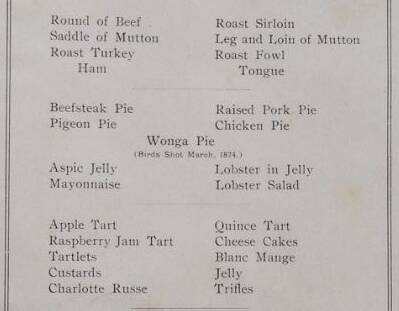 ON ICE: The original menu of Mort's 1875 luncheon in Lithgow. 