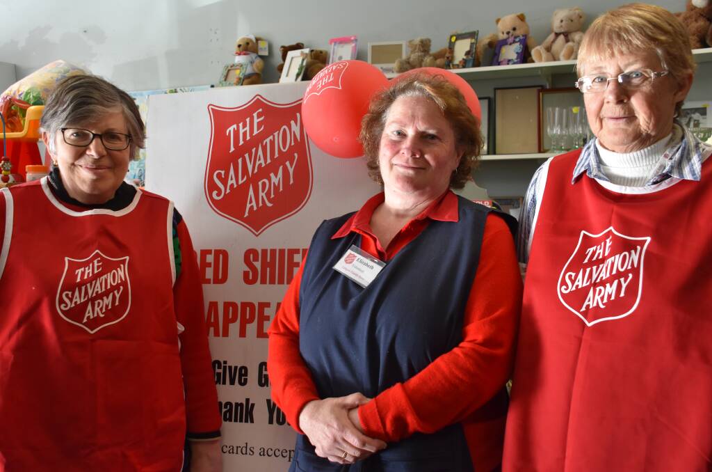 RED SHIELD APPEAL: Lithgow Salvation Army's Teresa, Elizabeth and Theres. Picture: PHOEBE MOLONEY. 