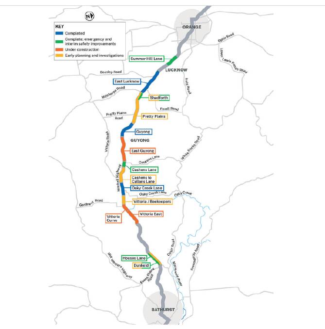 The Mitchell Highway project map. Image from Transport for NSW.