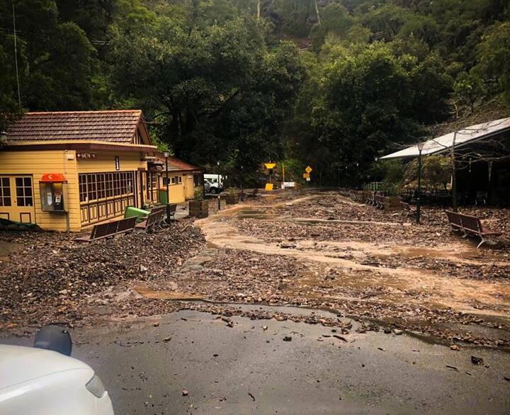 Flooding at Jenolan Caves in February 2020.