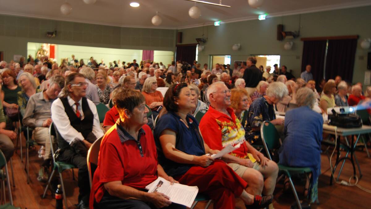 Standing room only: Some of the crowd at the public meeting in Blackheath last night.