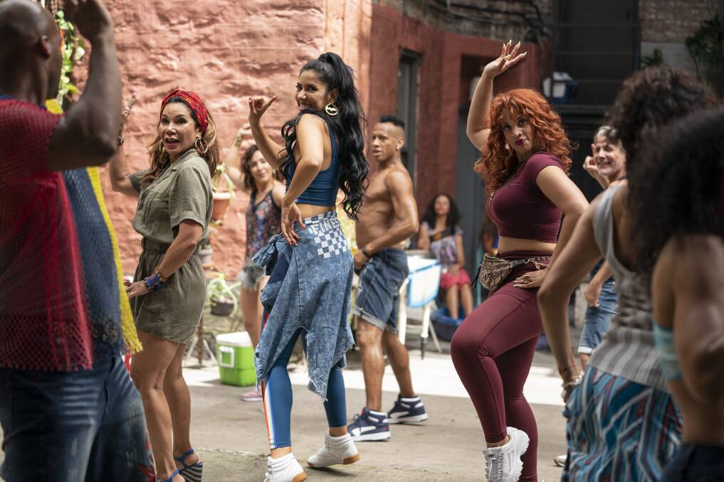 Daphne Rubin-Vega, Stephanie Beatriz and Dascha Polanco in a scene from In The Heights. Picture: Warner Brothers