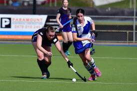 GRAND RESULT: Sophie Conroy and her fellow Saints produced some of their best hockey this season to beat Lithgow Panthers 2-1 in the major semi-final. Photo: ALEXANDER GRANT