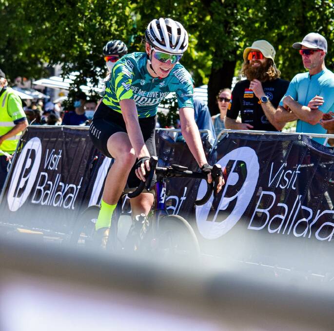GIRL ON FIRE: Emily Watts posted the biggest win of her road cycling career on Sunday when winning stage one of the Santos Festival of Cycling. Photo: RACE WITH ME EMILY WATTS INSTAGRAM