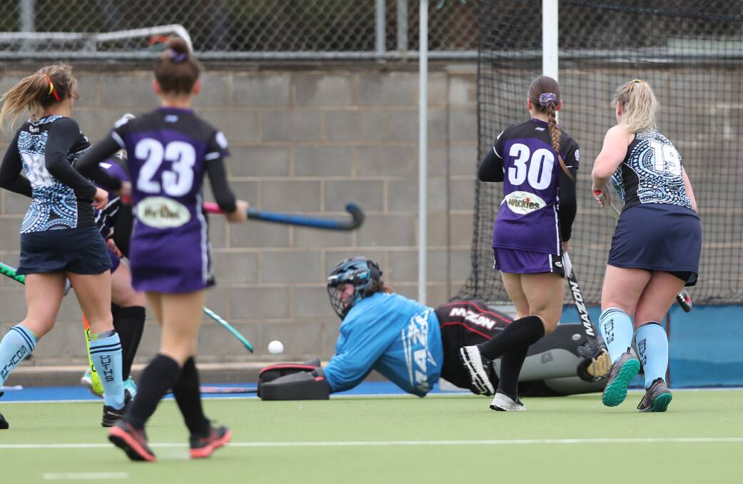 NICE SAVE: Souths goalkeeper Steph Hines had a brilliant match against Lithgow Panthers. Photo: PHIL BLATCH