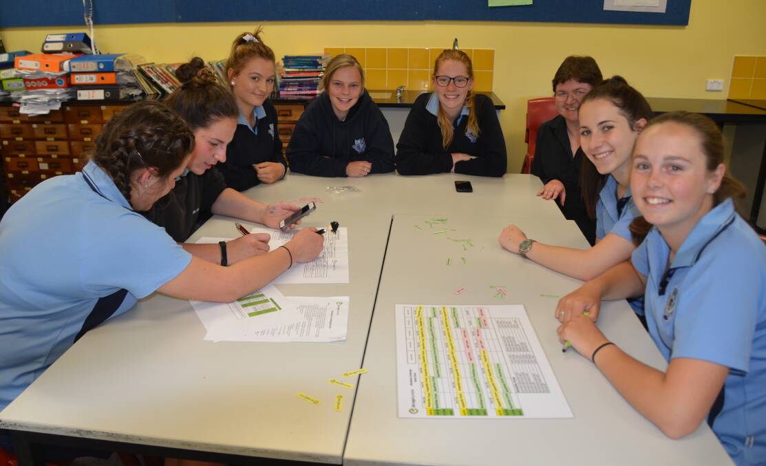 SHUTDOWN CHALLENGE: Year 10 girls from Lithgow High School work through one of the Power of Engineering exercises. Photo: Troy Walsh.