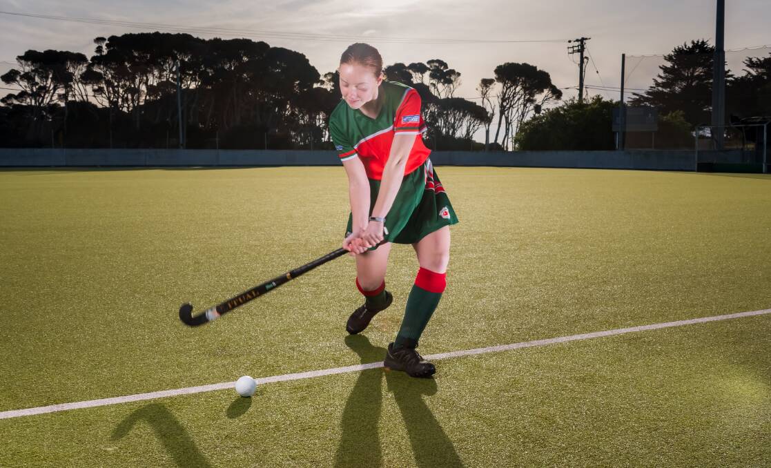 Ready to be a hit: Molly Davey gets some practice in ahead of her first Greater Northern League hockey match on Saturday. Picture: Simon Sturzaker.