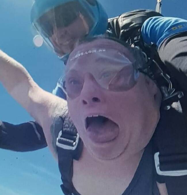 THRILLSEEKER: Mr Creighton during his latest skydive.