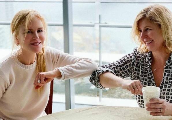Nicole Kidman and Liane Moriarty in the lead up to Nine Perfect Strangers. Picture: Instagram