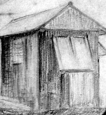 A CREATIVE SOLUTION: One of Brendorah's sketches held by the Small Arms Factory Museum shows her cabin which may have been her home for up to seven years.