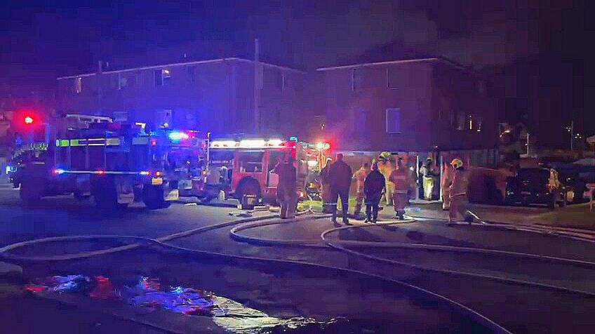 EVACUATION: Emergency services respond to Wednesday evening's laundry fire at a Lithgow apartment building. Photo: TOP NOTCH VIDEO
