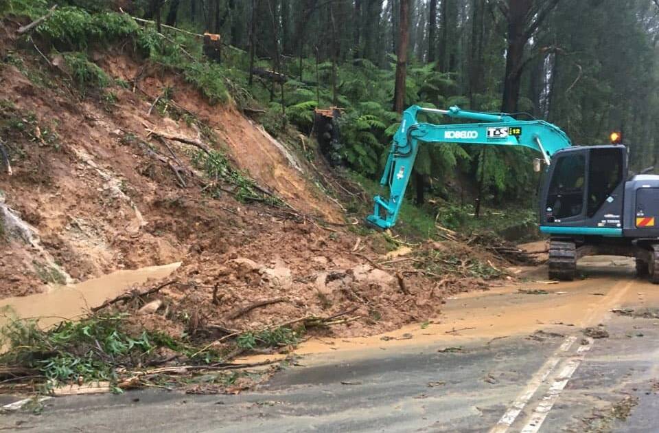 LANDSLIP: Transport for NSW has begun work to assess and repair the damage to Bells Line of Road after a landslip near Mount Tomah. Photo: TRANSPORT FOR NSW