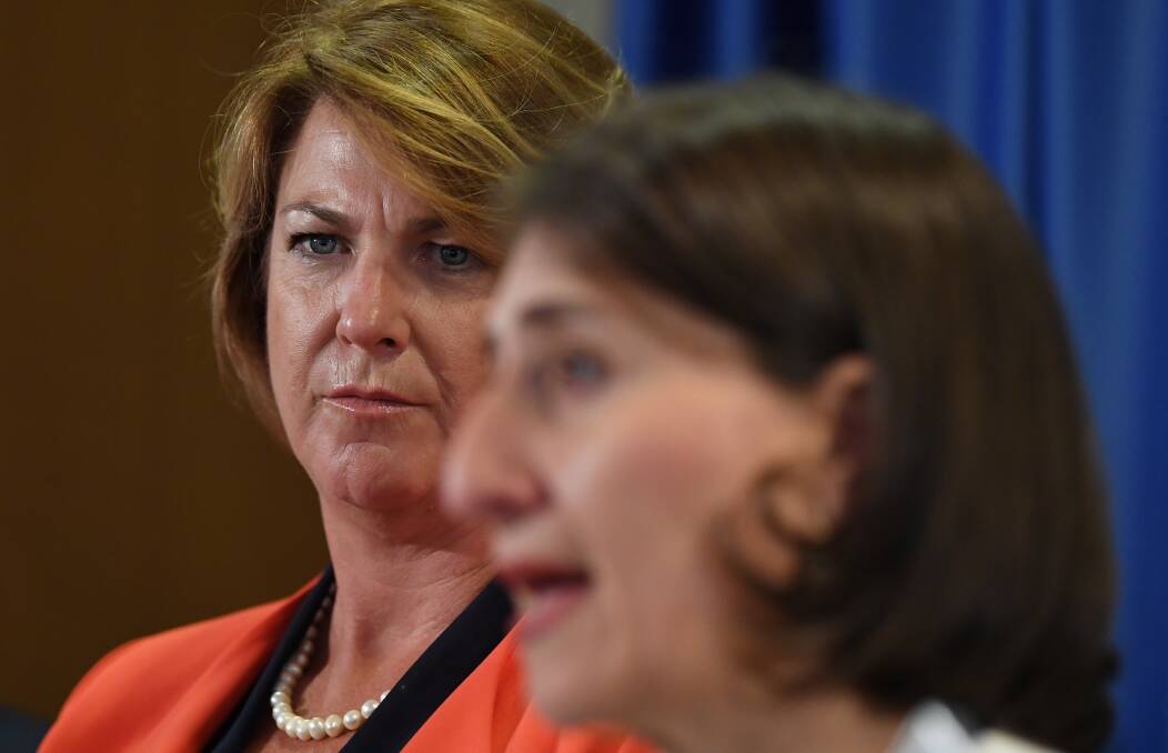 ROAD SAFETY: Roads Minister Melinda Pavey and Premier Gladys Berejiklian at today's launch. Photo: DAVID MOIR, AAP