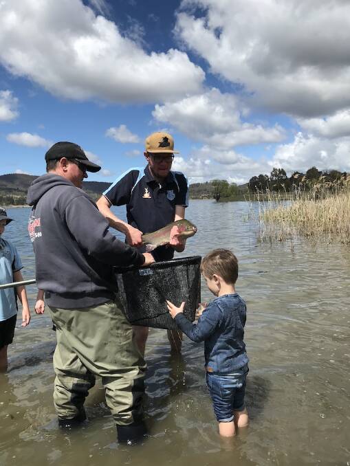 Stocking up: A number of rainbow trout have been released into Lake Wallace in the lead up to the DPI Fisheries Gone Fishing Day event on October 14.