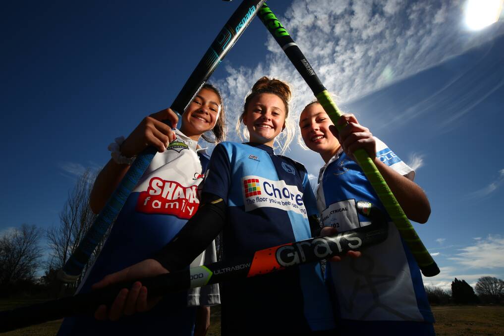 TERRIFIC: Macey Fulton, Charlize Fitzpatrick and Lily Kable will play for the NSW Under 13s representative team at October's National Championships. Picture: PHIL BLATCH