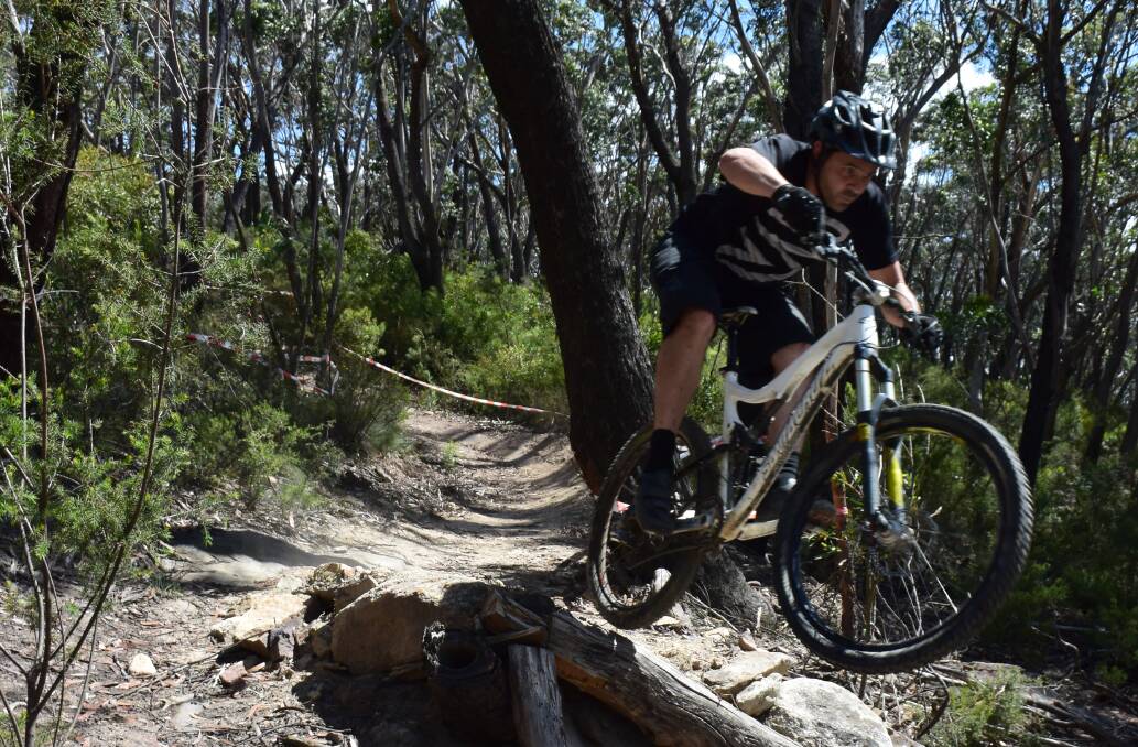Central Tablelands Mountain Bike Club president Craig Flynn taking on the Pony Express track earlier this year. Picture: HOSEA LUY