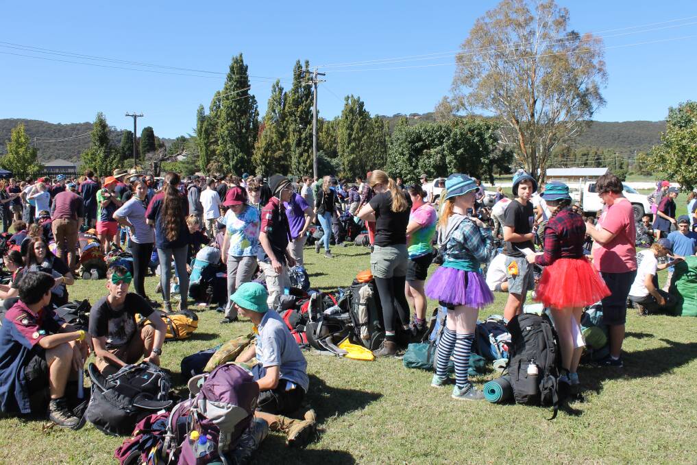 ON AN ADVENTURE: Hordes of scouts wait for their buses to the Newnes State Forest ahead of an action-packed weekend. Picture: LEN ASHWORTH