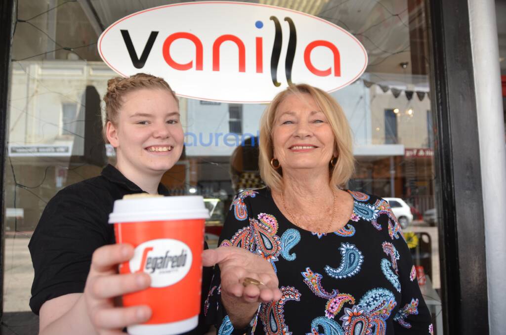 GOOD CAUSE: Vanilla Cafe barista Katie Best and St Vincent de Paul conference worker Gloria Cooper are encouraging the community to spare a few dollars next week.