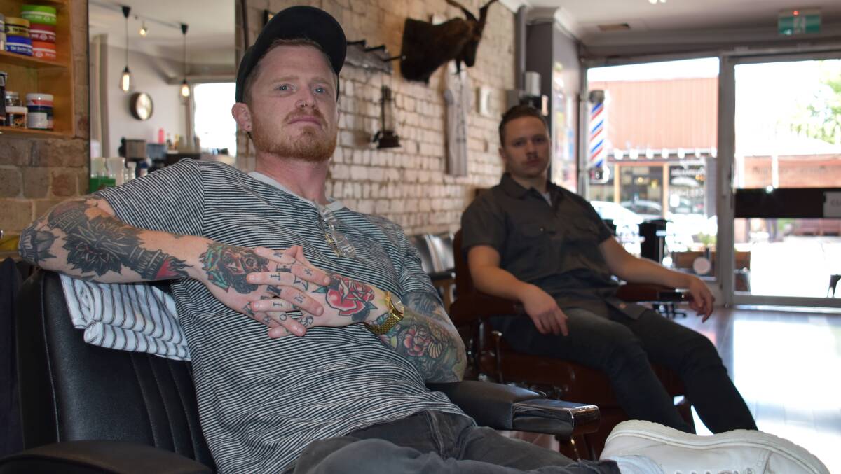 Adrian Hopkins and Tim Miller of Tough Grind Barbers in Lithgow.