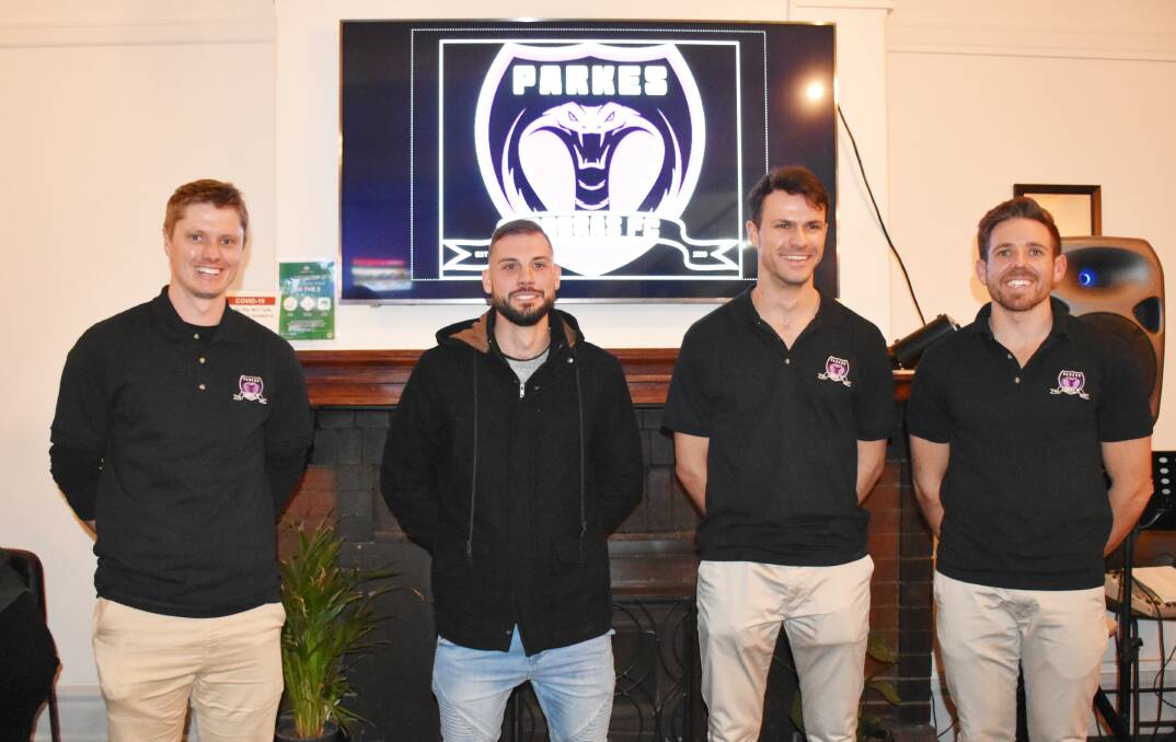 BOSSES: The Parkes leadership team of (from left) Scott Knights (vice-captain), Shane Percy (captain), Brent Tucker (captain), and Adam Parker. Photo: JENNY KINGHAM