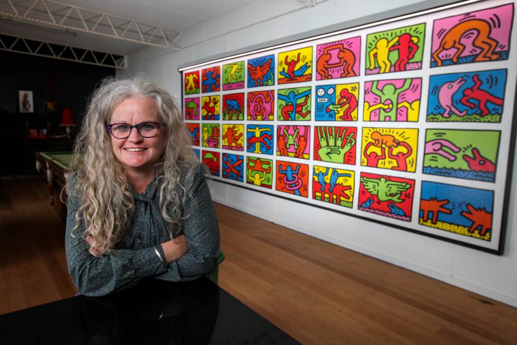 COMPLETED: Warrnambool's Karenlyn Ryan has been working on her 32,000 piece Keith Haring puzzle since 2011. Picture: Rob Gunstone