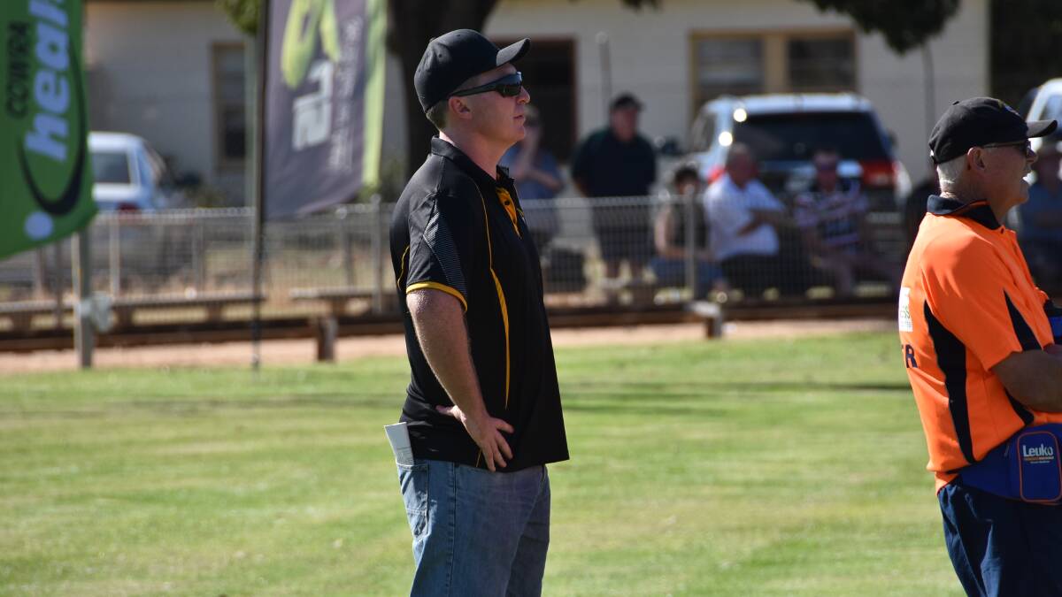 Oberon coach Luke Branighan watches on from the sideline.