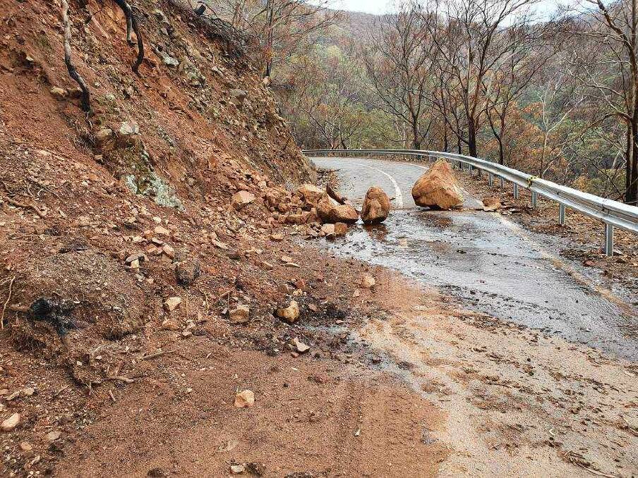 Rock falls and debris similar to those experienced earlier in the year (above), have once again caused road closures around Jenolan Caves. Image: Supplied.