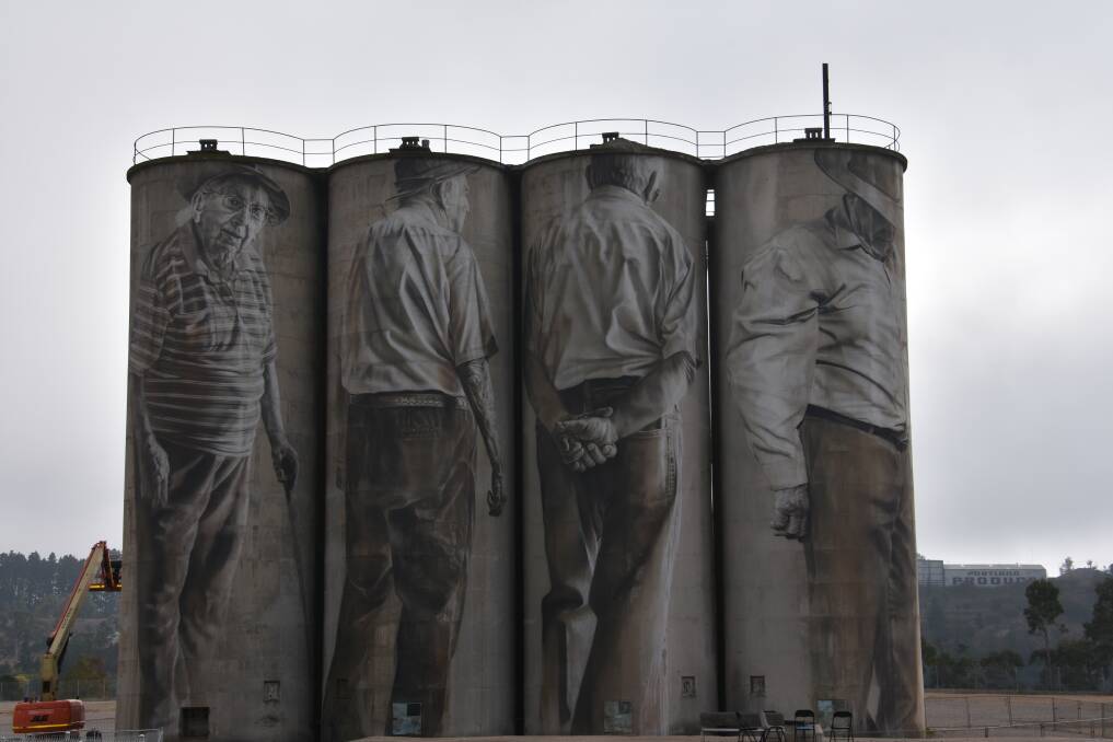 Stunning: World renowned artist, Guido Van Helten, has been busy painting Portland's old cement works, now known as The Foundations. Photo: Ciara Bastow.
