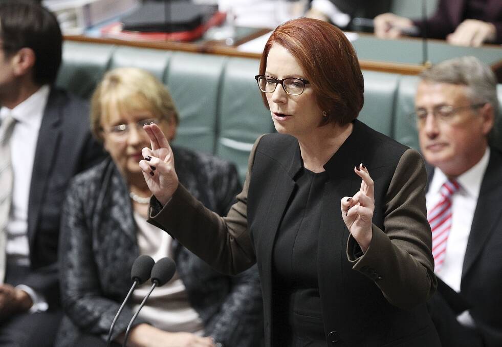 Gillard at full flight in question time.Picture: Getty Images