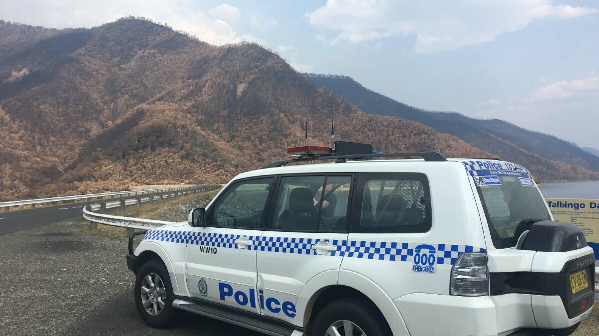 Riverina Police District patrols bushfire-affected areas around Talbingo Dam. A father whose son's car was broken into while sheltering from bushfires in Wagga has labelled the theft sad and pathetic'. Picture: Riverina Police District. 