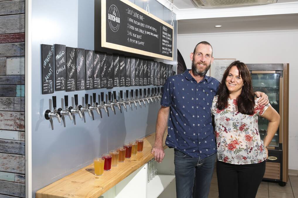 FIZZ: Micahel 'Mouse' Turner and his wife and business partner Reanne Potter, of Mangerton's Booch Bar, are passionate about all things kombucha. Picture: Anna Warr.