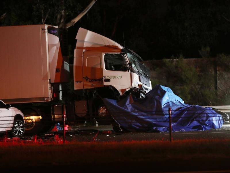 Four police officers have been killed in a horrific smash on the Eastern Freeway in Melbourne.