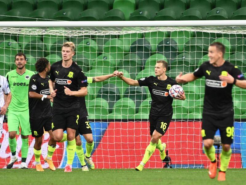 Russia's FC Krasnodar scored a 2-1 win over PAOK in Champions League playoff first leg action.