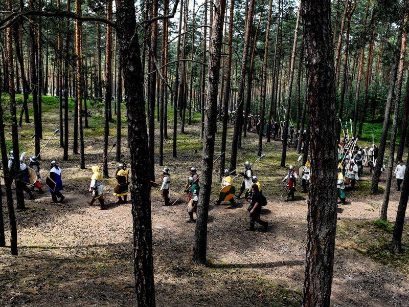 Hobbit enthusiasts take part in the Battle of the Five Armies near Doksy, Czech Republic.