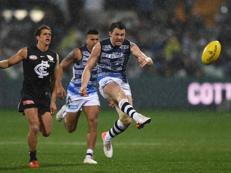 Patrick Dangerfield kicked four goals as the Cats thrashed Carlton by 68 points in Geelong.