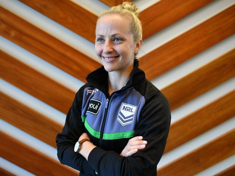 Belinda Sharpe becomes the first woman referee in the NRL on Thursday.