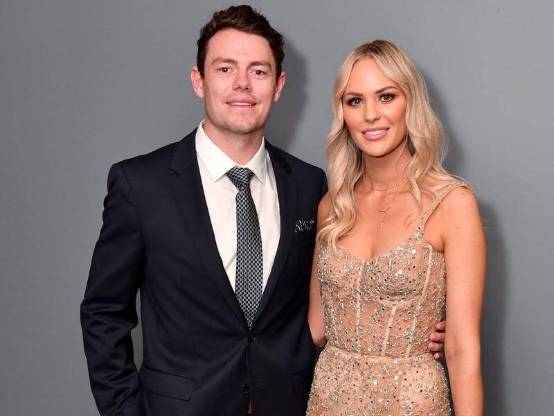 Brisbane's Lachie Neale and his wife Julie Neale attended the Brownlow Medal ceremony at the Gabba.